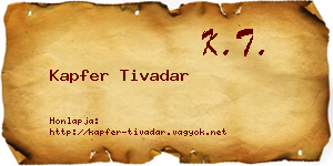 Kapfer Tivadar névjegykártya